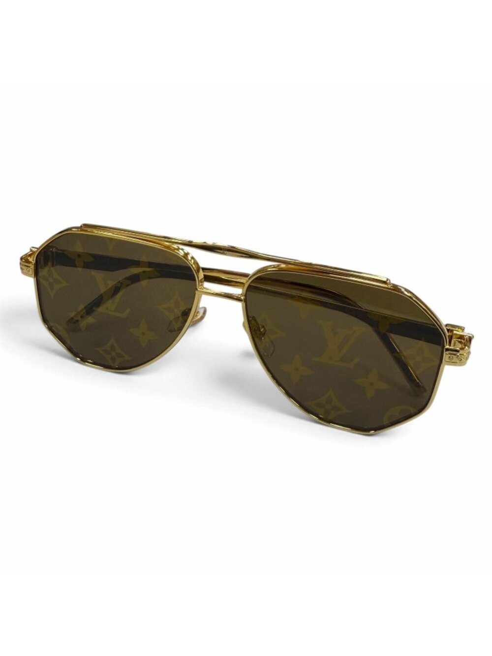 Louis Vuitton LV Flash Monogram Two Bridge Pilot Shape Sunglasses Eyewear